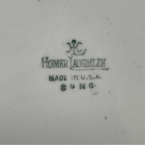 Vintage Homer Laughlin Round Serving Dish Bowl Orange Trim Iridescent White - Picture 9 of 13